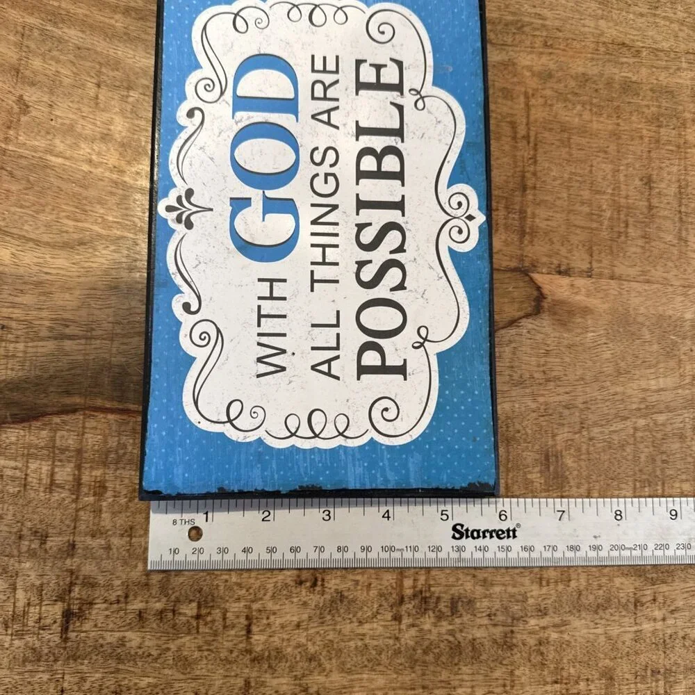 With God All Things Are Possible Rustic Farmhouse Sign Scripture Art Decor Print